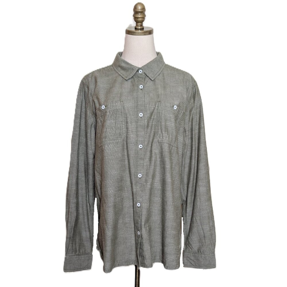 Carhartt Cotton Chore Shirt Women's Size XL 16/18 Solid Gray Button Front Durabl